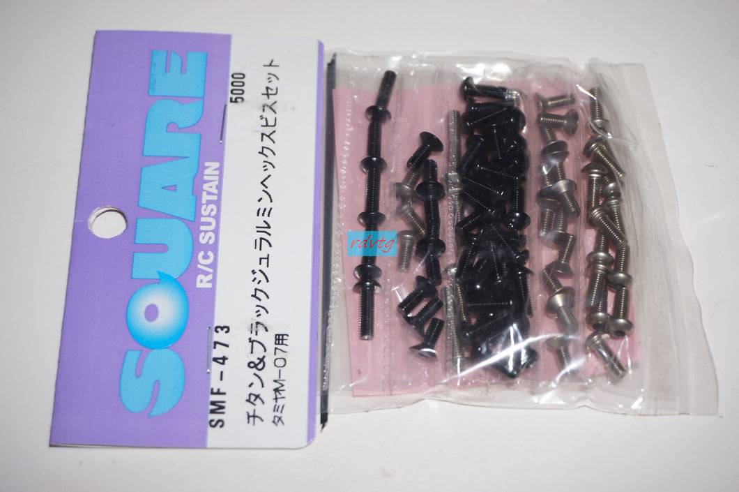 Tamiya M-07 Concept Titanium&Black Duralumin Screw Set (Square/SMF-473)